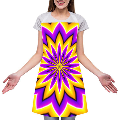 Yellow Flower Moving Optical Illusion Adjustable Apron