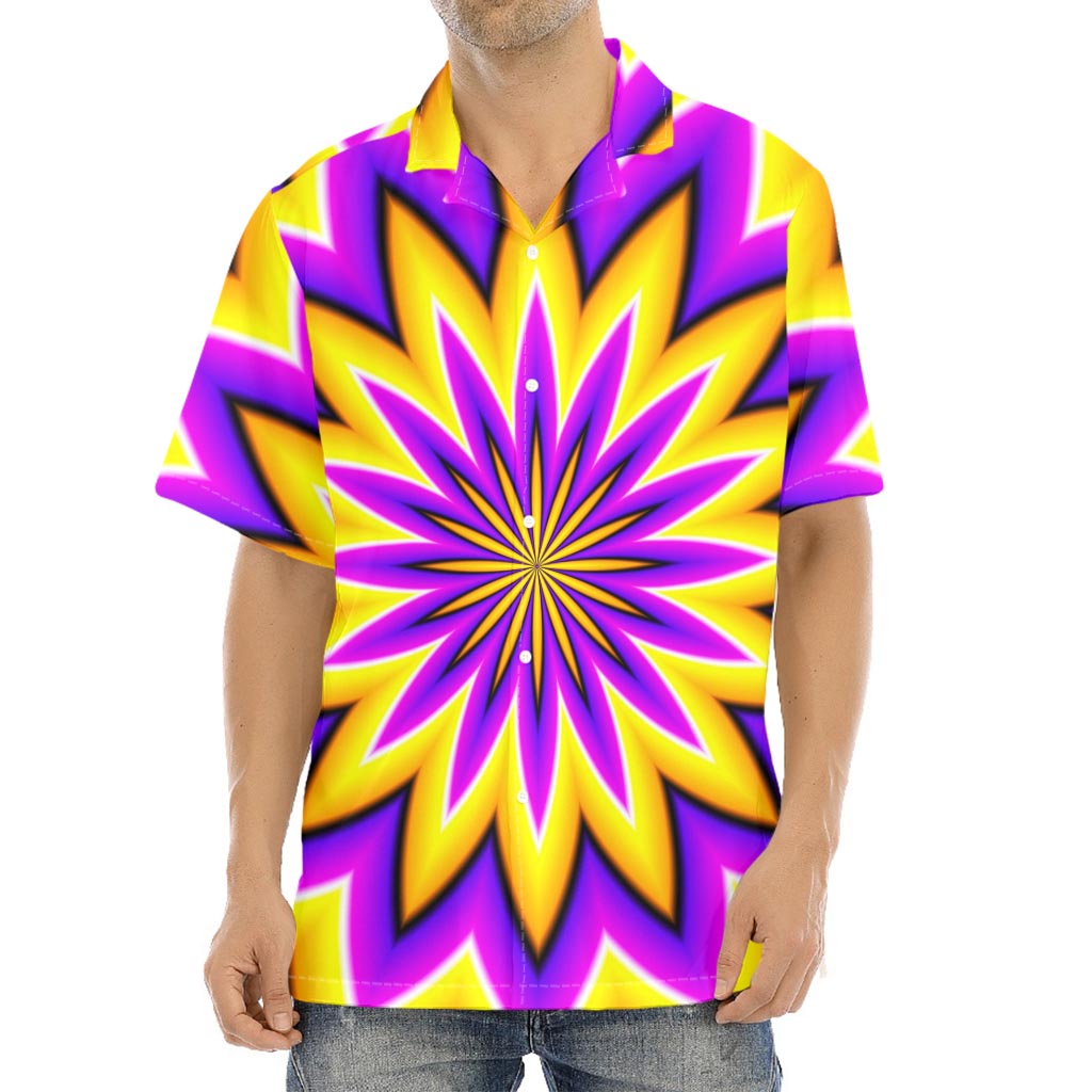 Yellow Flower Moving Optical Illusion Aloha Shirt