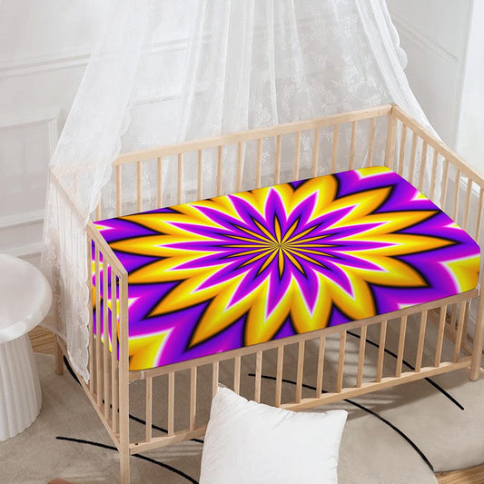 Yellow Flower Moving Optical Illusion Baby Crib Sheet