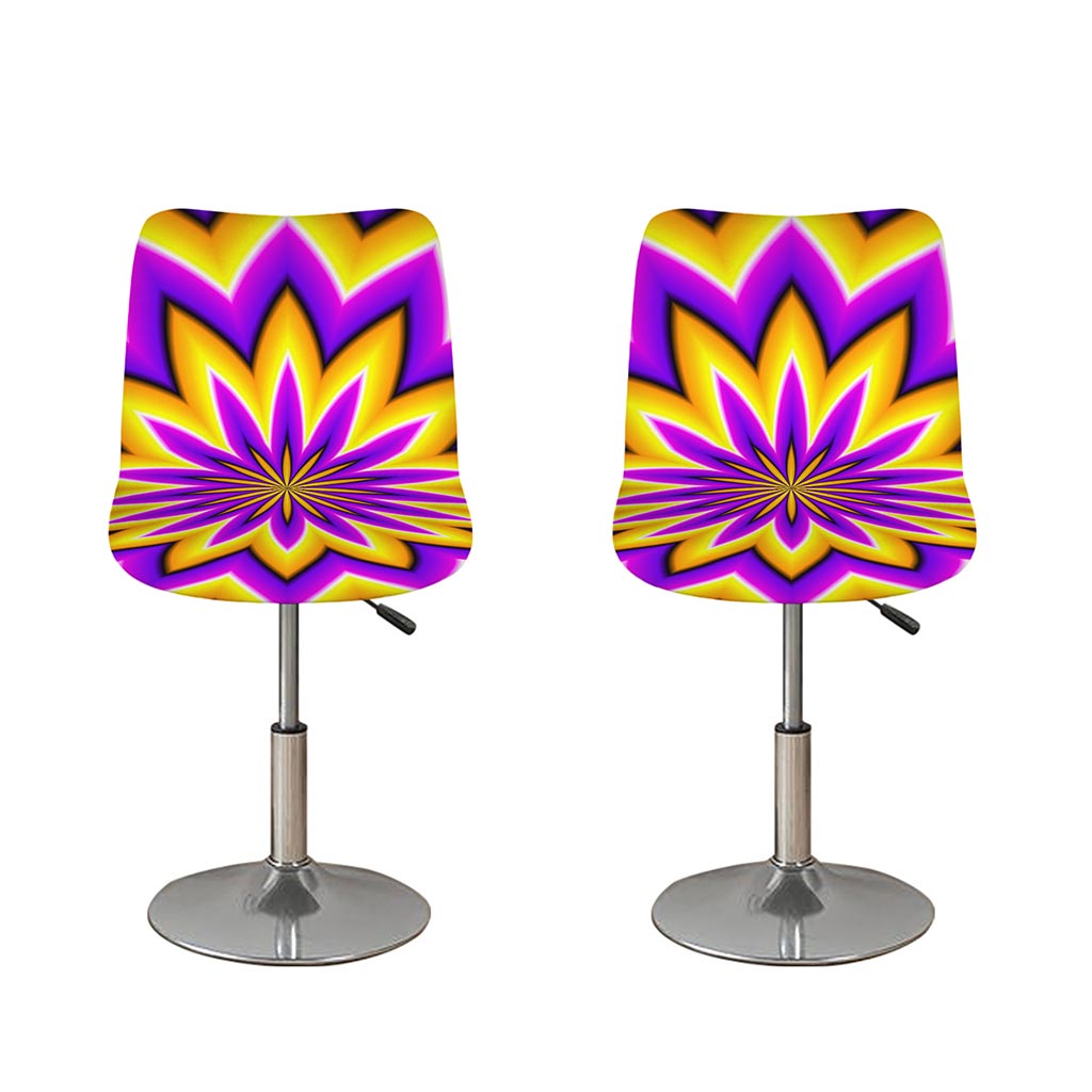Yellow Flower Moving Optical Illusion Bar Stool Covers