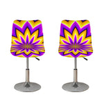 Yellow Flower Moving Optical Illusion Bar Stool Covers