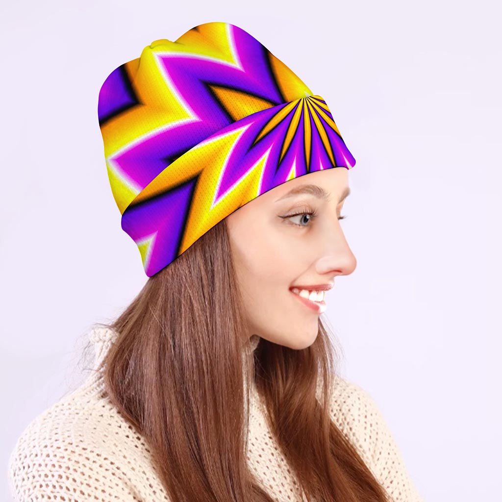 Yellow Flower Moving Optical Illusion Beanie
