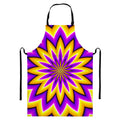 Yellow Flower Moving Optical Illusion Bib Apron With Pocket