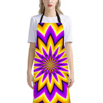 Yellow Flower Moving Optical Illusion Bib Apron With Pocket