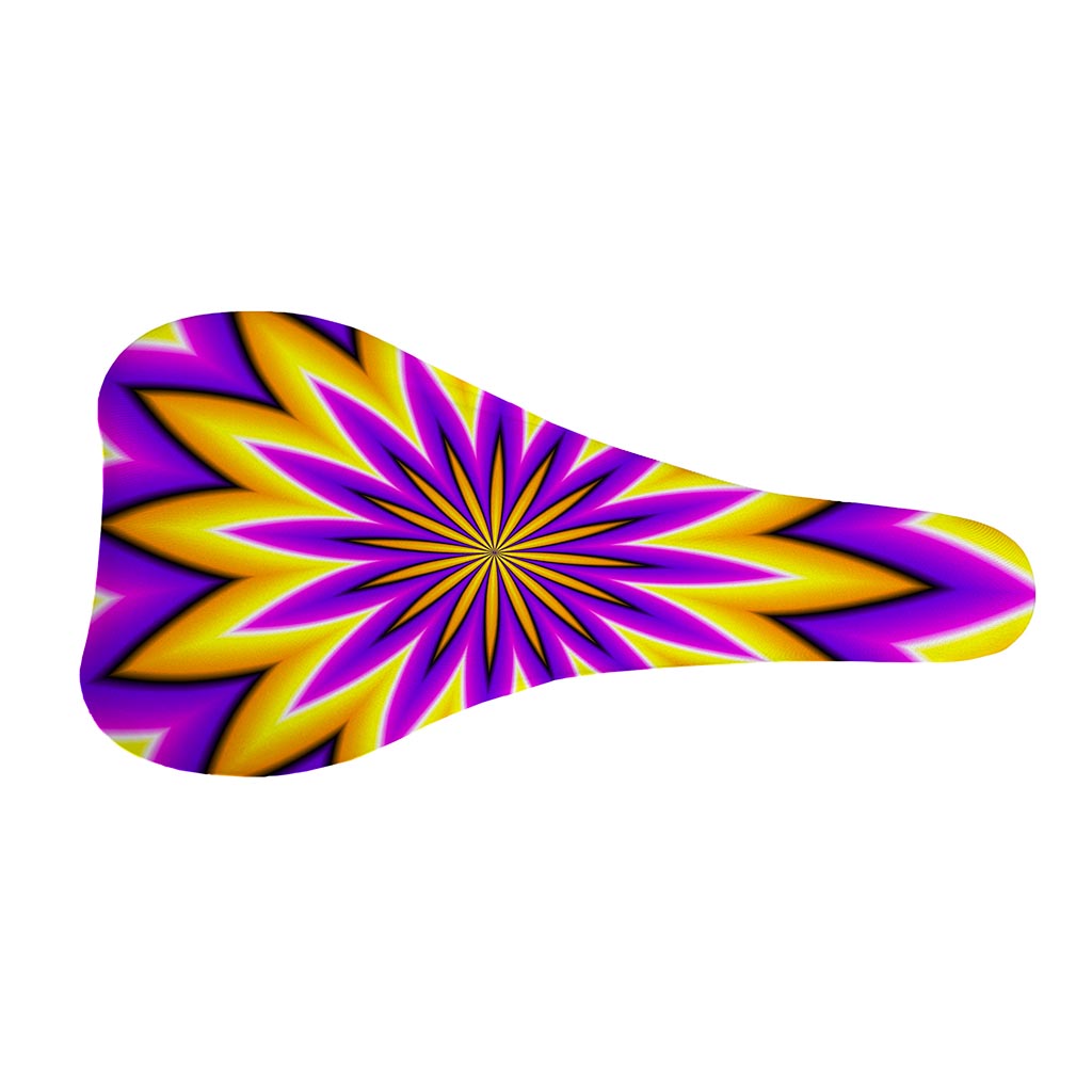 Yellow Flower Moving Optical Illusion Bicycle Seat Cover