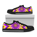 Yellow Flower Moving Optical Illusion Black Low Top Sneakers
