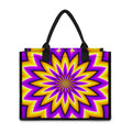 Yellow Flower Moving Optical Illusion Canvas Tote Bag