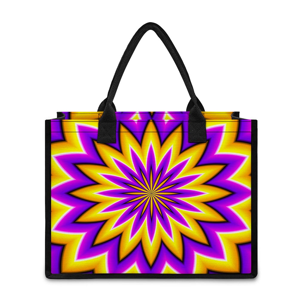 Yellow Flower Moving Optical Illusion Canvas Tote Bag