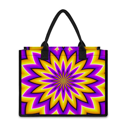 Yellow Flower Moving Optical Illusion Canvas Tote Bag