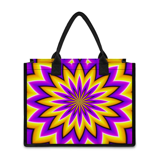 Yellow Flower Moving Optical Illusion Canvas Tote Bag