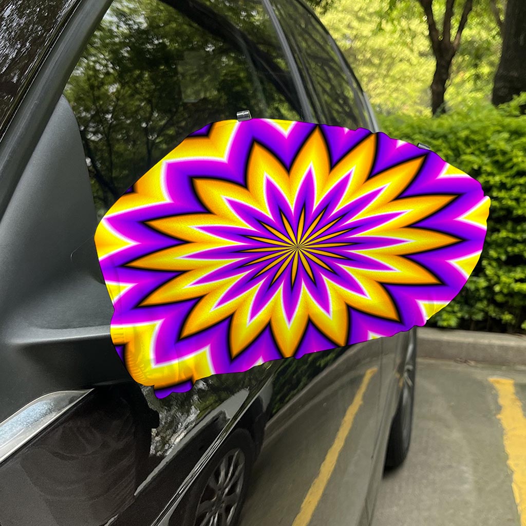 Yellow Flower Moving Optical Illusion Car Side Mirror Covers