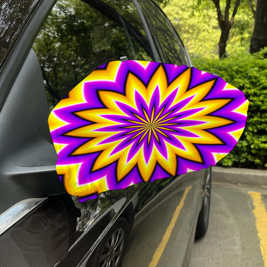 Yellow Flower Moving Optical Illusion Car Side Mirror Covers
