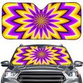 Yellow Flower Moving Optical Illusion Car Windshield Sun Shade