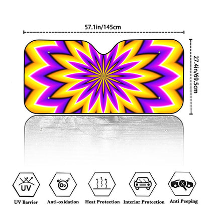 Yellow Flower Moving Optical Illusion Car Windshield Sun Shade