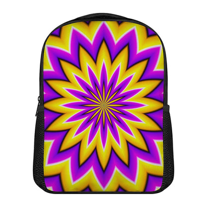 Yellow Flower Moving Optical Illusion Casual Backpack