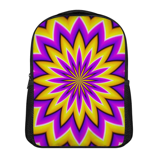 Yellow Flower Moving Optical Illusion Casual Backpack