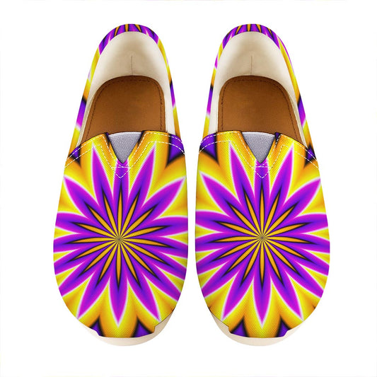 Yellow Flower Moving Optical Illusion Casual Shoes