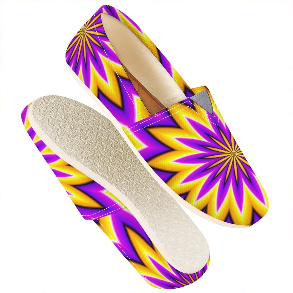 Yellow Flower Moving Optical Illusion Casual Shoes