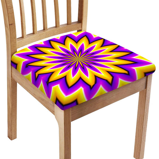 Yellow Flower Moving Optical Illusion Chair Cushion Cover