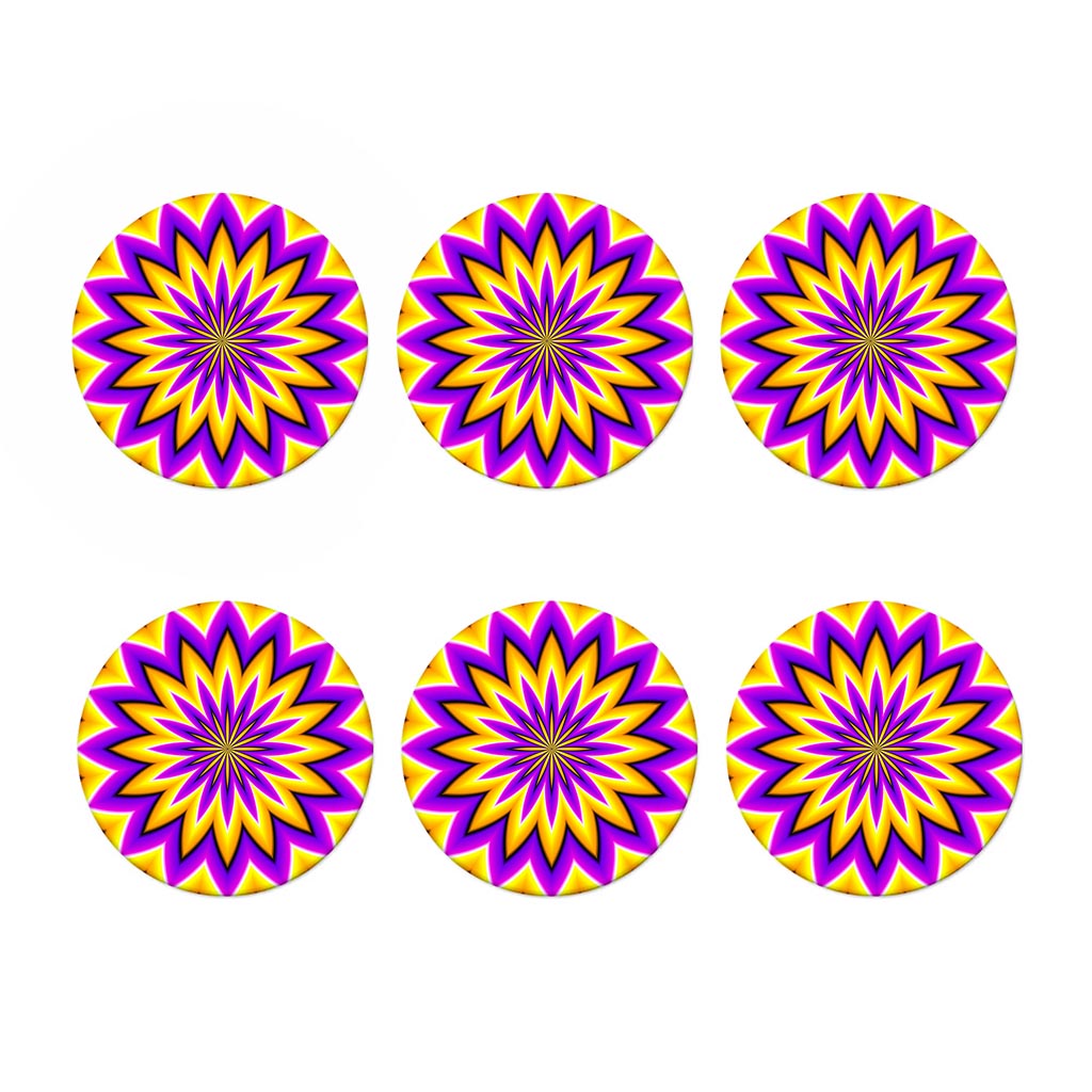 Yellow Flower Moving Optical Illusion Coaster Set