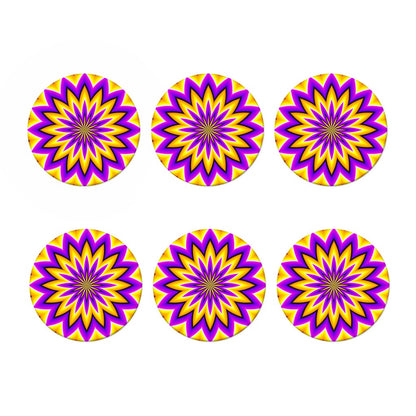 Yellow Flower Moving Optical Illusion Coaster Set
