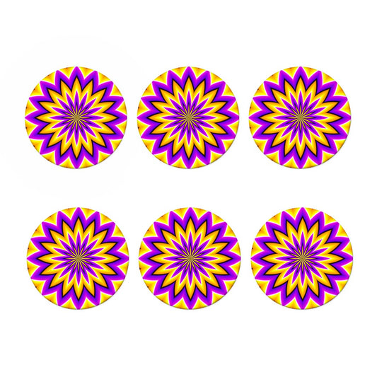 Yellow Flower Moving Optical Illusion Coaster Set