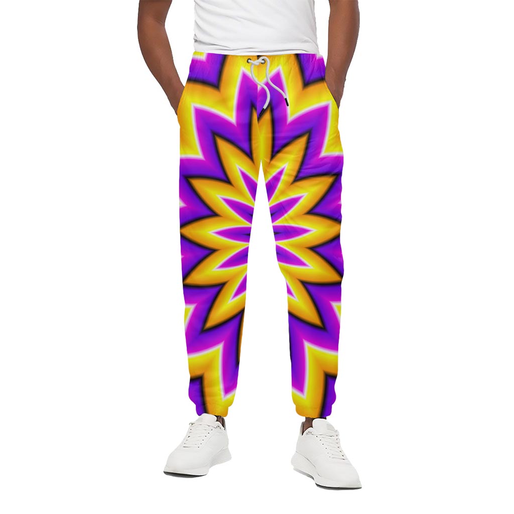 Yellow Flower Moving Optical Illusion Cotton Pants