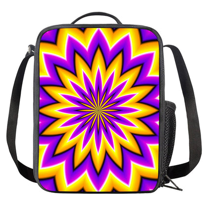 Yellow Flower Moving Optical Illusion Crossbody Lunch Bag