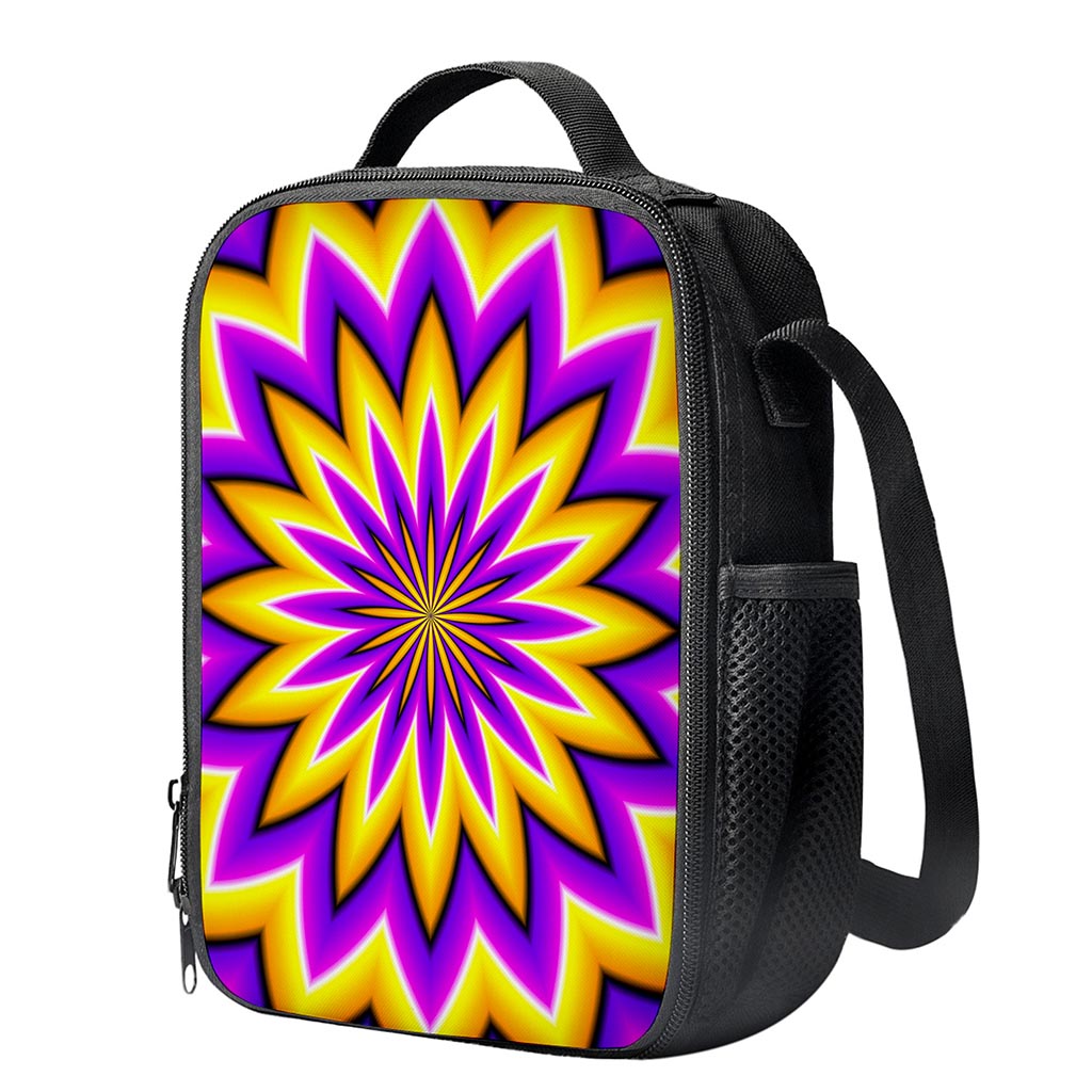 Yellow Flower Moving Optical Illusion Crossbody Lunch Bag