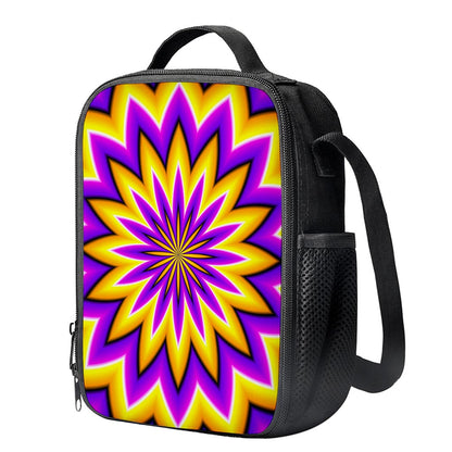 Yellow Flower Moving Optical Illusion Crossbody Lunch Bag