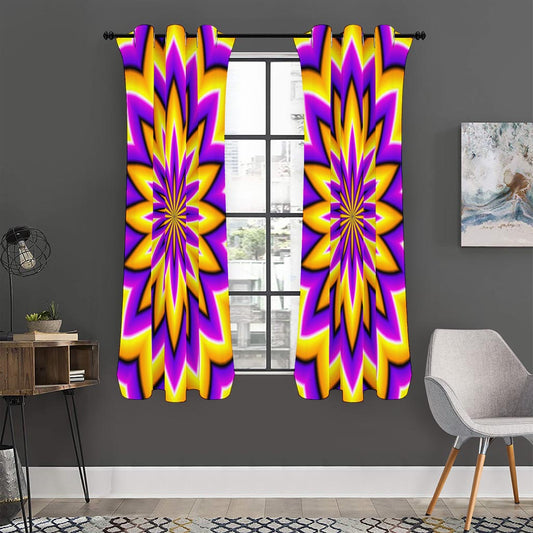 Yellow Flower Moving Optical Illusion Curtain