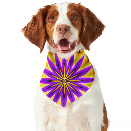 Yellow Flower Moving Optical Illusion Dog Bandana
