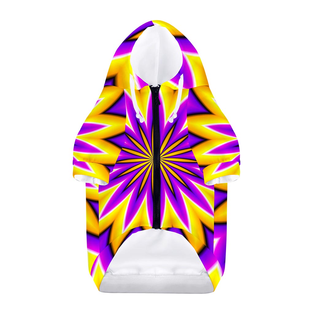 Yellow Flower Moving Optical Illusion Dog Zip Up Hoodie