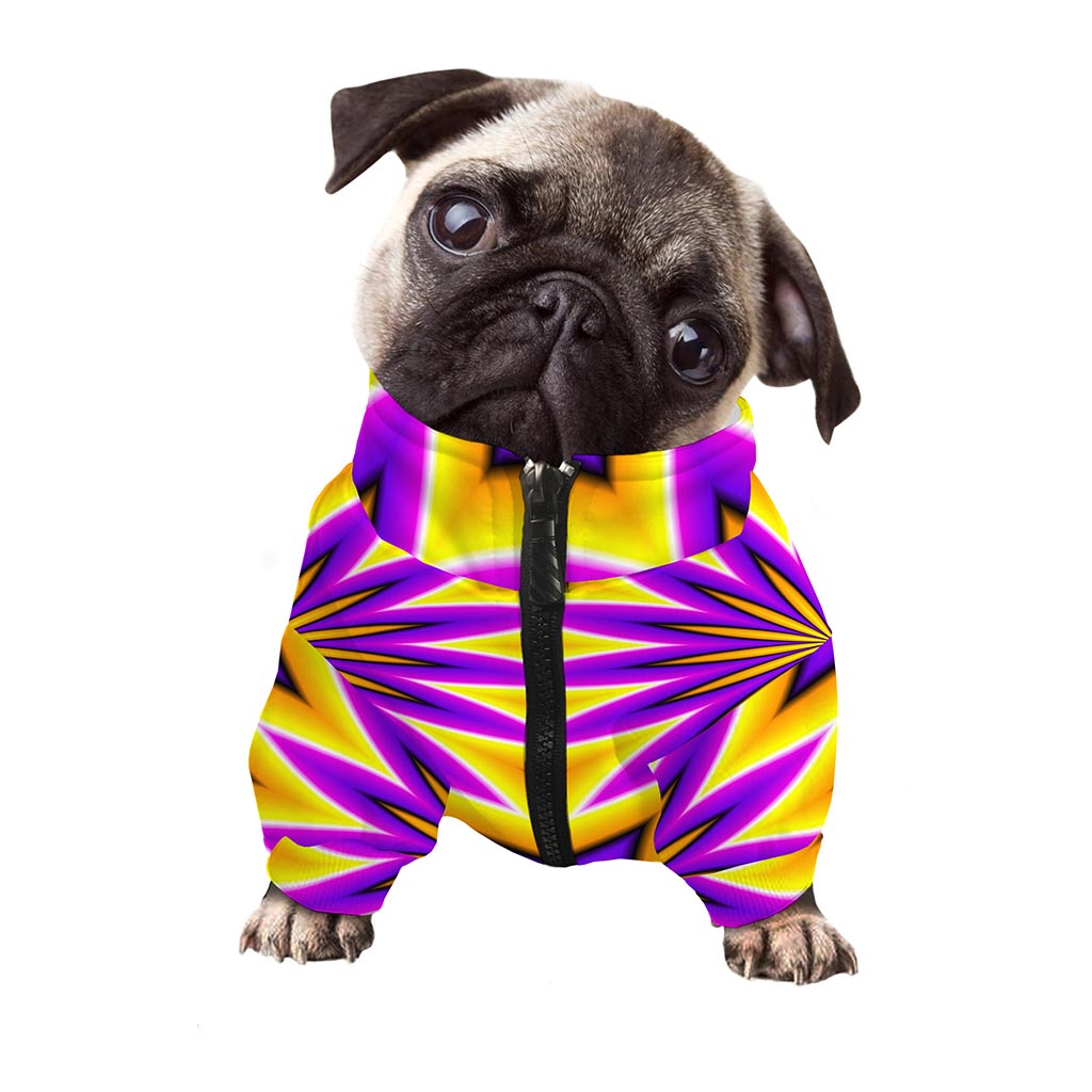 Yellow Flower Moving Optical Illusion Dog Zip Up Jacket