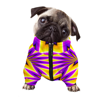 Yellow Flower Moving Optical Illusion Dog Zip Up Jacket