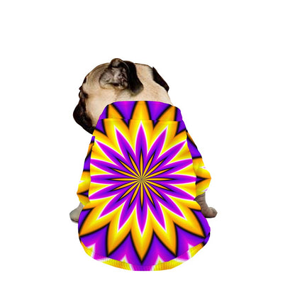 Yellow Flower Moving Optical Illusion Dog Zip Up Jacket