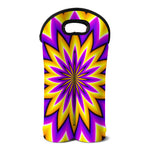 Yellow Flower Moving Optical Illusion Double Neoprene Wine Tote