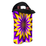 Yellow Flower Moving Optical Illusion Double Neoprene Wine Tote