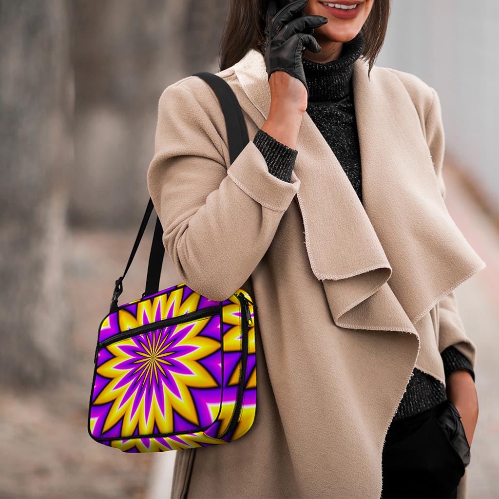 Yellow Flower Moving Optical Illusion Double Strap Bible Bag