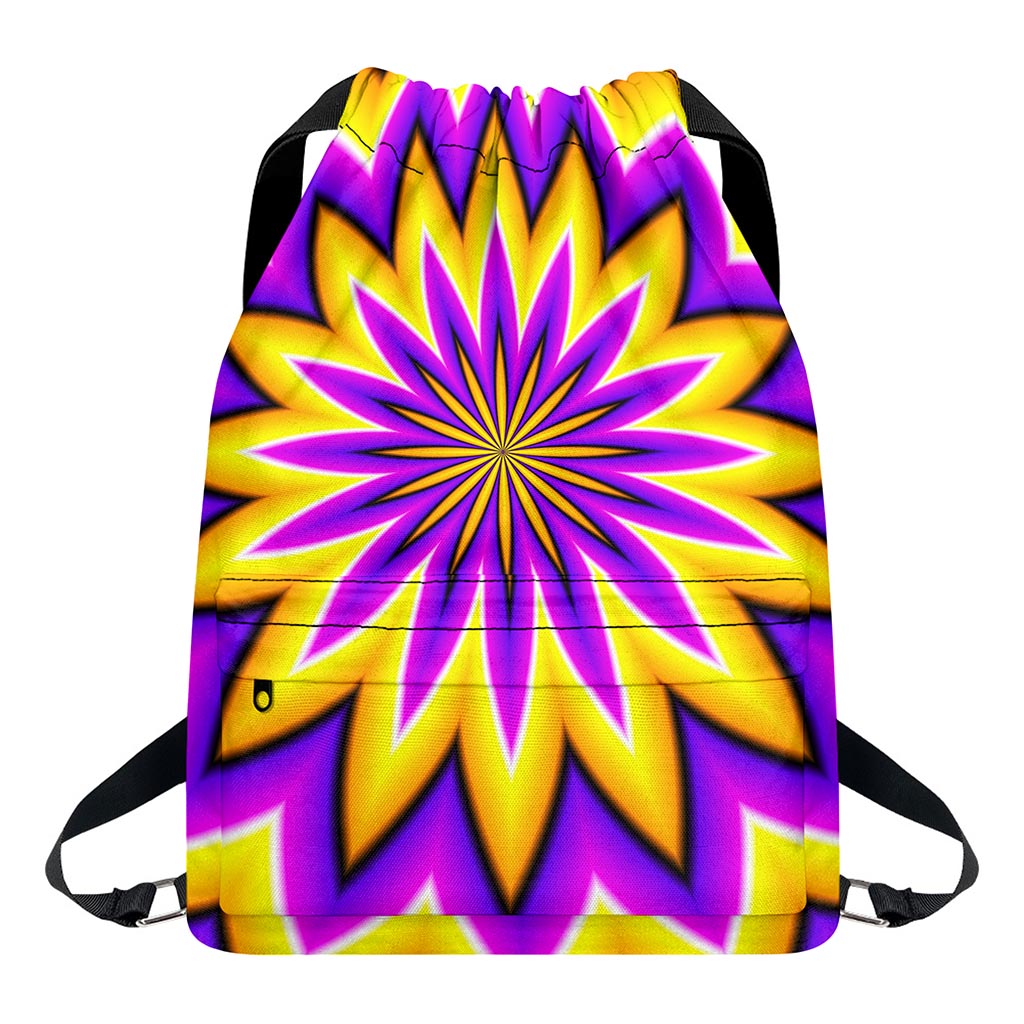 Yellow Flower Moving Optical Illusion Drawstring Backpack