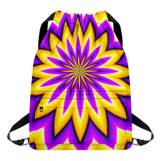 Yellow Flower Moving Optical Illusion Drawstring Backpack