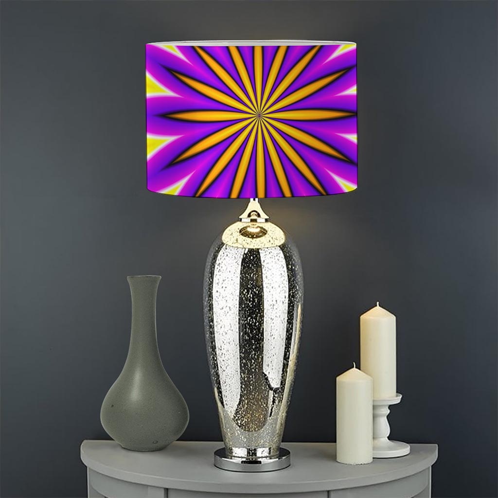 Yellow Flower Moving Optical Illusion Drum Lamp Shade