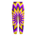 Yellow Flower Moving Optical Illusion Fleece Lined Knit Pants