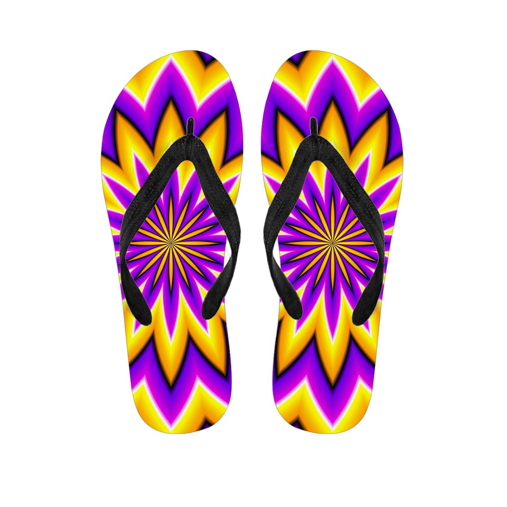 Yellow Flower Moving Optical Illusion Flip Flops