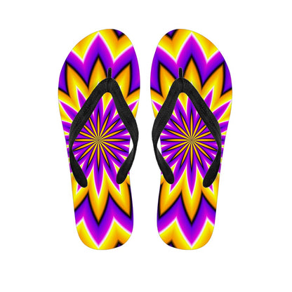 Yellow Flower Moving Optical Illusion Flip Flops
