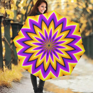 Yellow Flower Moving Optical Illusion Foldable Umbrella