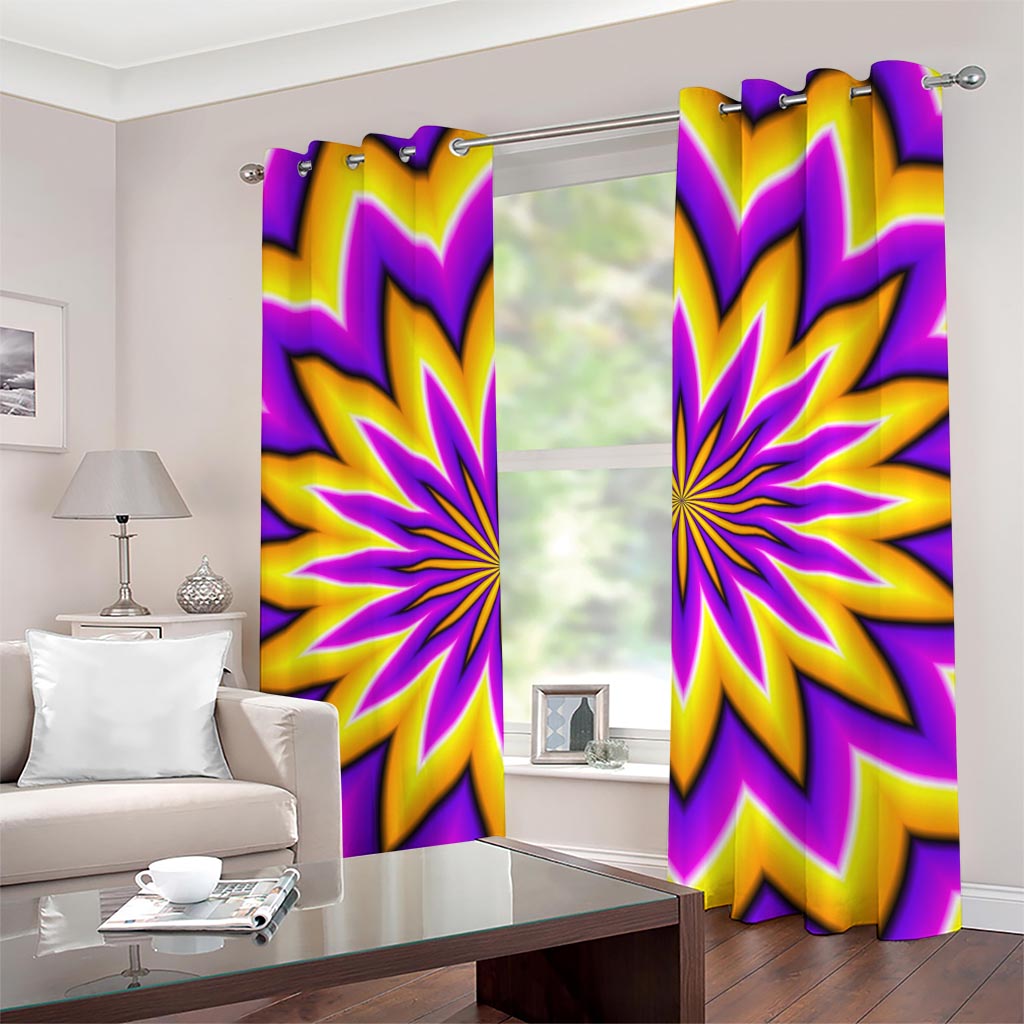 Yellow Flower Moving Optical Illusion Grommet Curtains
