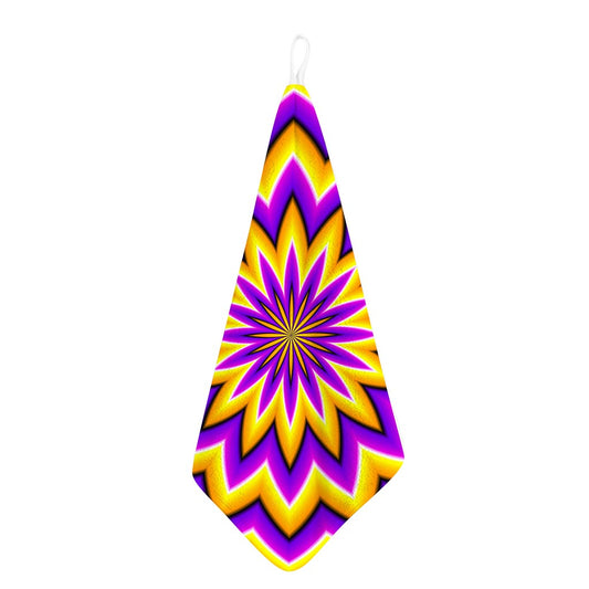 Yellow Flower Moving Optical Illusion Hand Towel