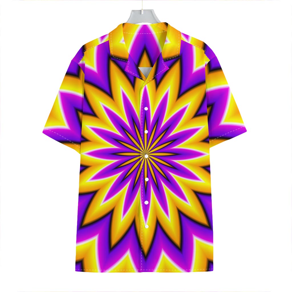 Yellow Flower Moving Optical Illusion Hawaiian Shirt