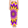 Yellow Flower Moving Optical Illusion High Slit Maxi Skirt